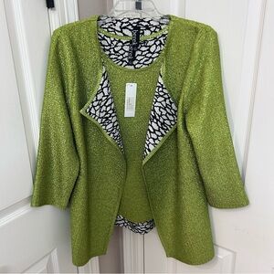 Berek Tank Top & Jacket Chartreuse Green Small Art To Wear Animal Print  M NWT